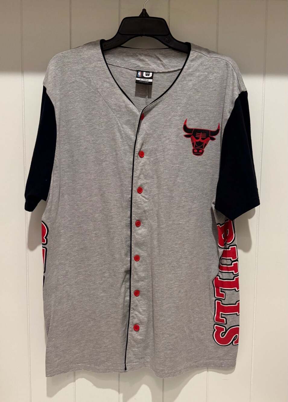 NBA Chicago Bulls Two-Tone Button-Down Baseball Jersey Shirt